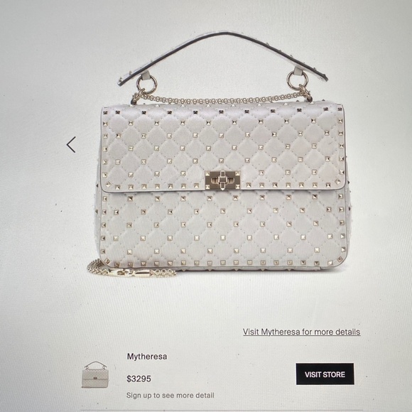 Large Light Grey / Gold Valentino Rockstud Spike Shoulder Bag New With T… - Picture 9 of 15